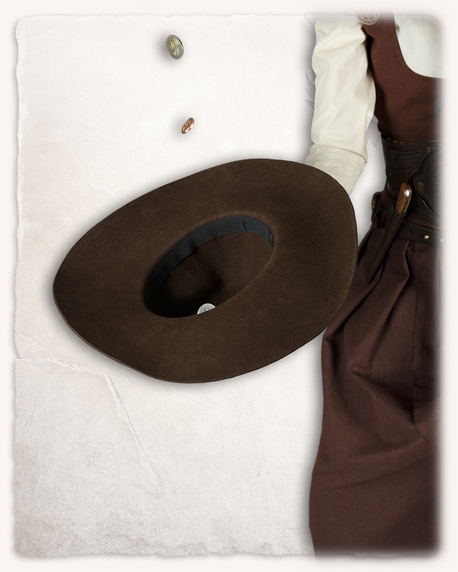 Sombrero de fieltro de ala ancha marrón