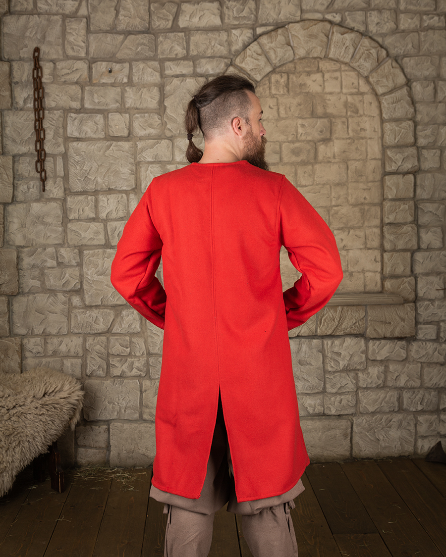 Shapur - veste longue en laine rouge