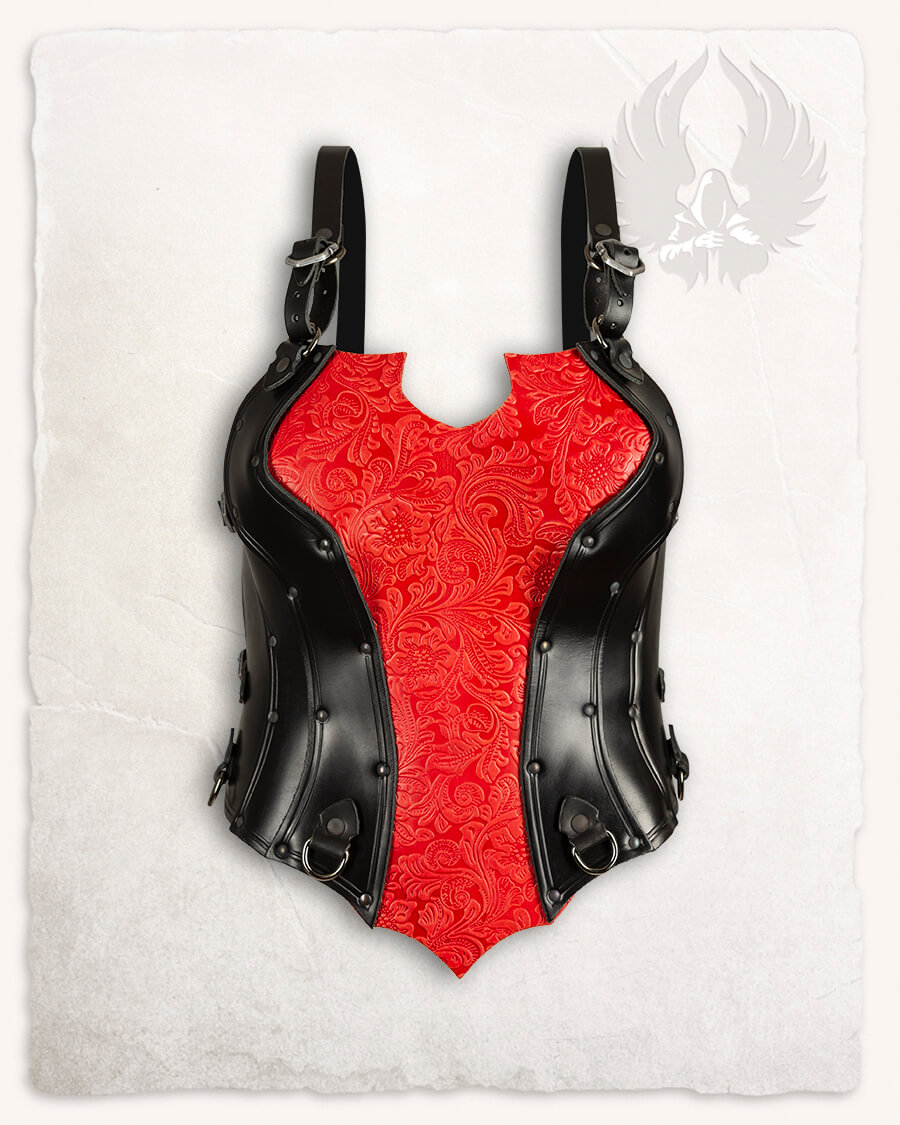 Morgana leather armour set black/red floral pattern