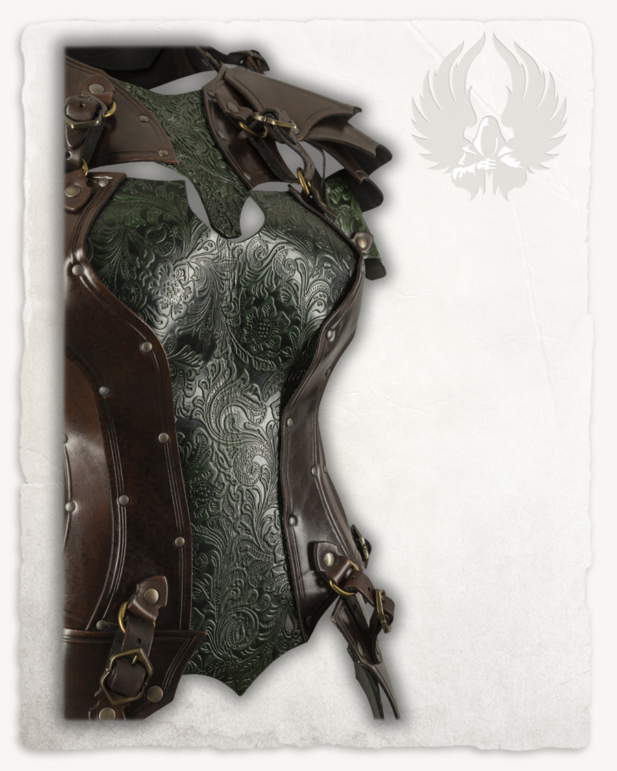 Morgana Lederrüstung Set braun/grün floral