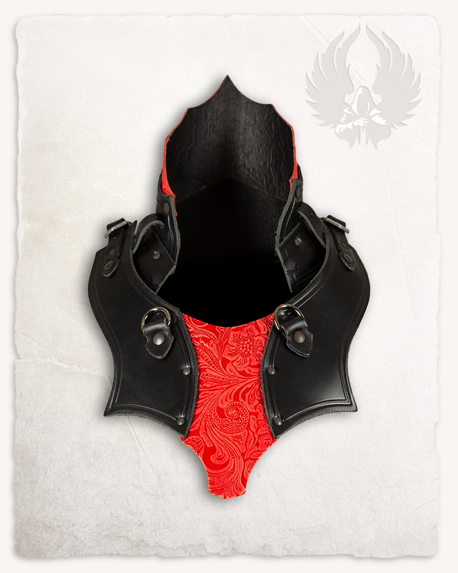 Morgana leather armour set black/red floral pattern