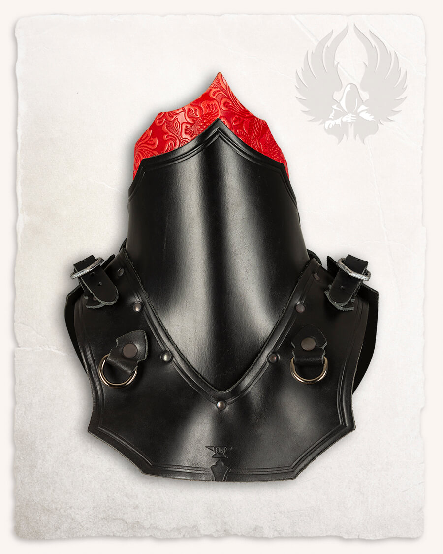 Morgana leather armour set black/red floral pattern