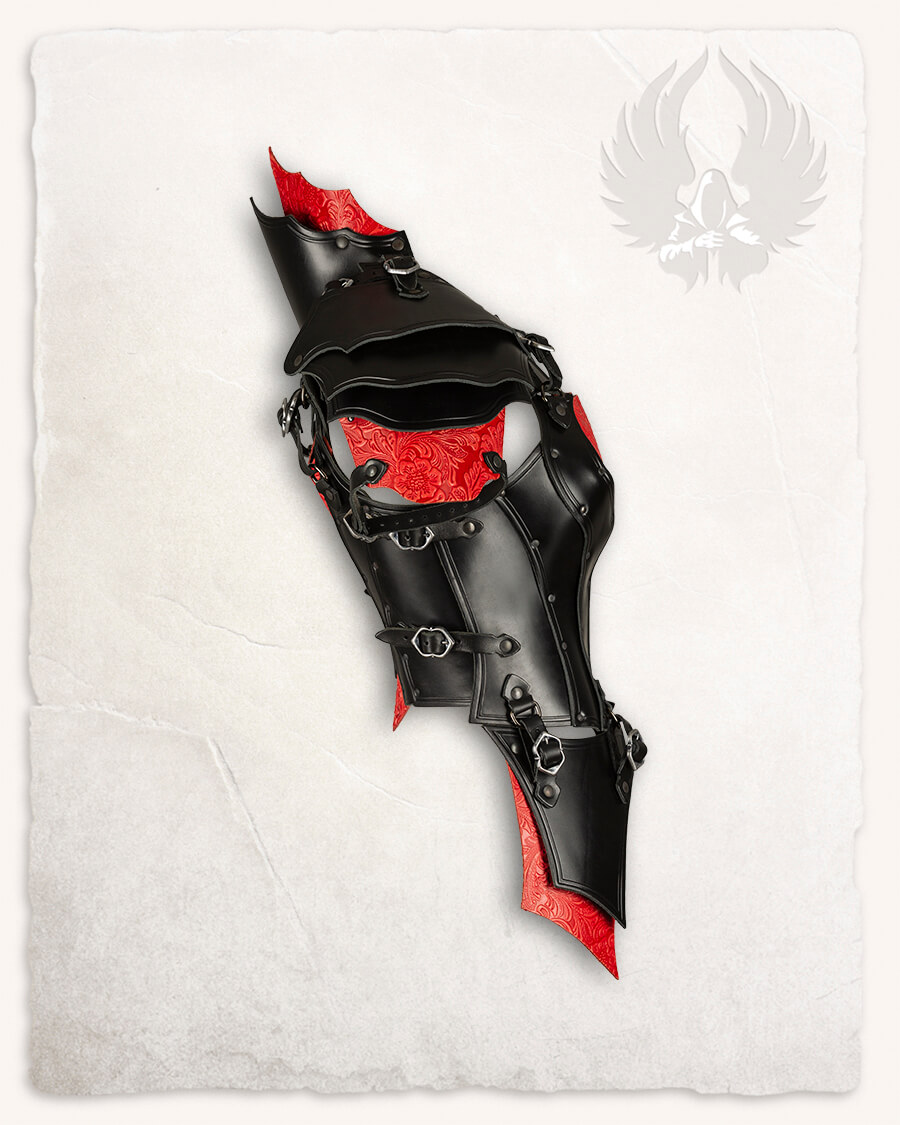 Morgana leather armour set black/red floral pattern