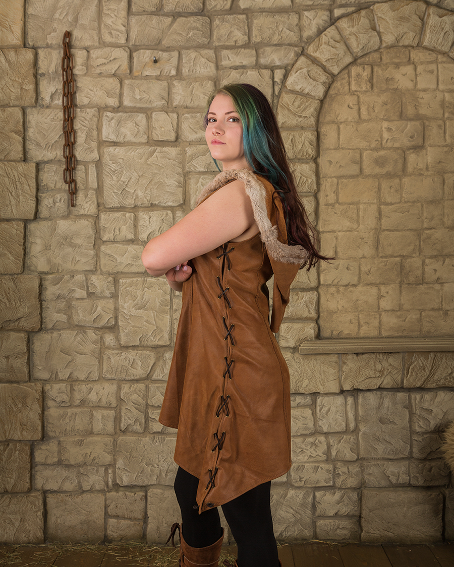 Freya hooded dress brown