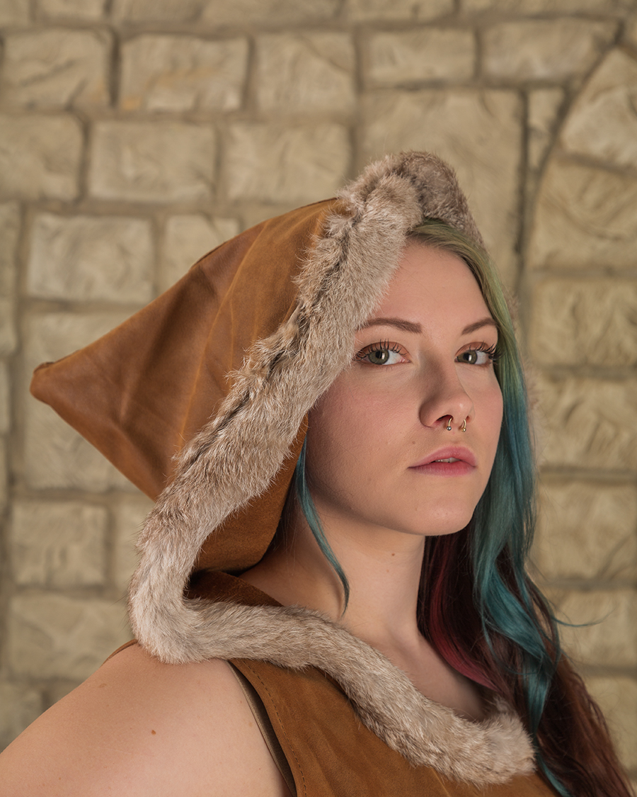 Freya hooded dress brown