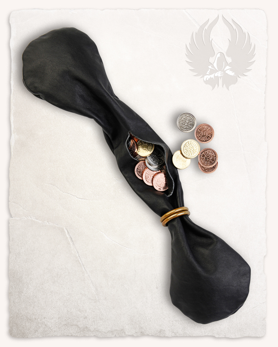 Denarius - Porte monnaie noir en cuir